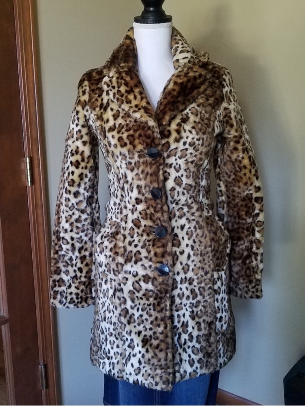 Bershka Faux Fur Leopard Animal Print Coat from Barcelona
